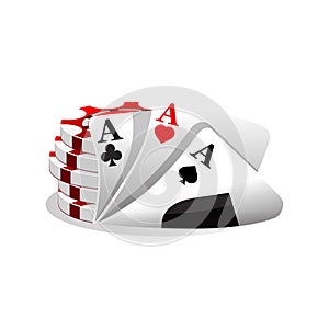 Casino icon. Vector Illustration Poker Cards And Chips Games