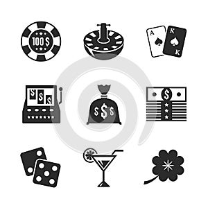 Casino iconset for design, contrast flat photo