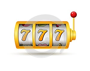 Casino jackpot slot machine lucky vector game icon. 777 slot machine