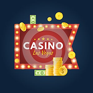 Casino Las Vegas. Jackpot, lucky, success, financial growth, money profit.