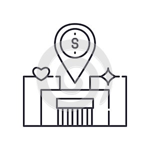 Casino location icon, linear isolated illustration, thin line vector, web design sign, outline concept symbol with