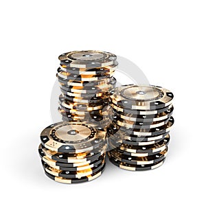 Casino luxury chips in gold and black with diamond inserts photo