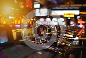 Casino machines in the entertainment area at night