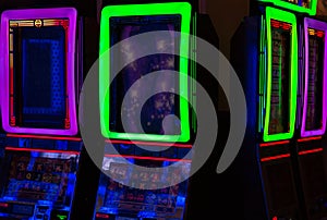 Casino machines in the entertainment area at night