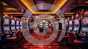 Casino machines in the entertainment area at night