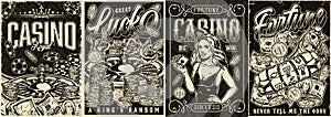 Casino monochrome vintage posters