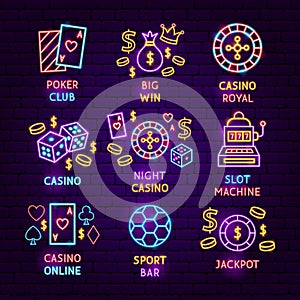 Casino Neon Label Set