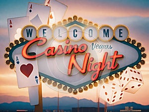 Casino Night Las Vegas Neon Sign Invitation Poster