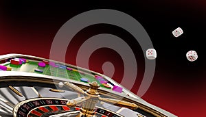 Casino Online, Poker Cards ,roulette,casino chips,Casino Gambling Banner Backdrop Graphic Creative Concept On Red