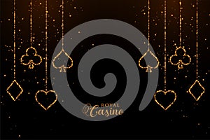 Casino playing cards golden sparkle background design