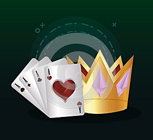 Casino poker aces cards and golden crown
