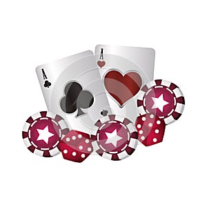 casino poker aces heart club cards chip dices