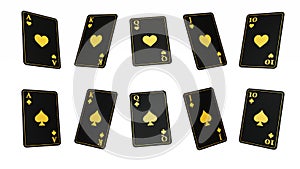 Casino Poker Cards With Spades And Hearts - 3D Illustration