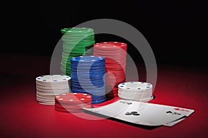 Casino poker chips two aces