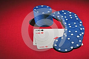 Casino poker chips two aces