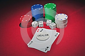 Casino poker chips two aces