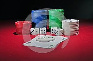 Casino poker chips two aces