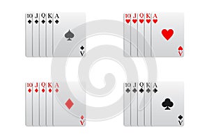 Casino and poker combined with a Royal Flush combination of all card suits