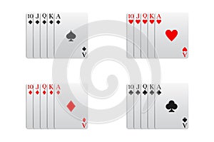 Casino and poker combined with a Royal Flush combination of all card suits photo