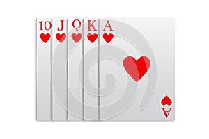 Casino and poker combined with a Royal Flush combination. Vector illustration in a realistic style