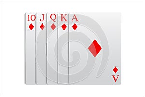 Casino and poker combined with a Royal Flush combination. Vector illustration in a realistic style