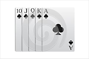 Casino and poker combined with a Royal Flush combination. Vector illustration in a realistic style