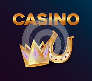 Casino poker golden crown and horseshoe