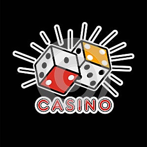 Casino poker logo template. Gambling game dice