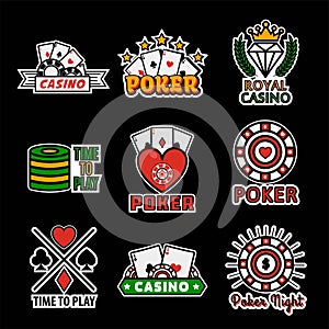 Casino poker logo templates. Vector set