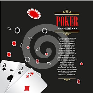 Casino Poker poster or banner background or flyer template.