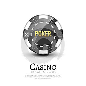 Casino poker ship poster design template. Poker chip design vector illustration