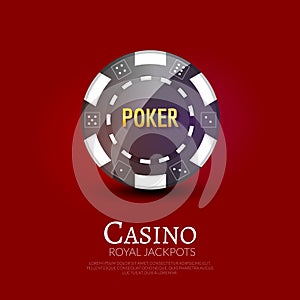 Casino poker ship poster design template. Poker chip design vector illustration