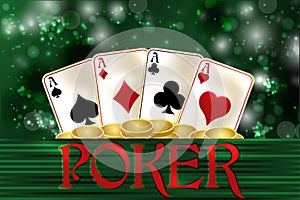Casino poker vip card with golden coins, vector