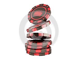 casino red chips stack on white realistic 3d render objects no s