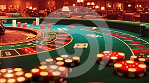 casino roulette game on green table