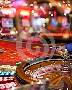 Casino - Roulette In Motion With Blurred Slot