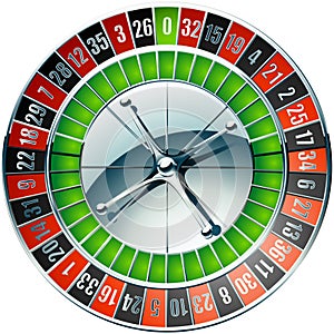 Casino roulette wheel with chrome elements photo
