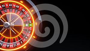 Casino Roulette Wheel Gambling Concept With Neon Blue Lights - 3D Illustration