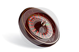 Casino roulette wheel top view isolated on white background. 3d vector illustration.