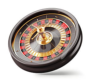 Casino roulette wheel isolated on white. Online casino gambling concept