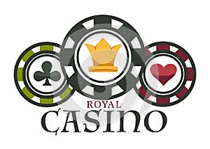 Casino royal club isolated icon poker chips gambling game