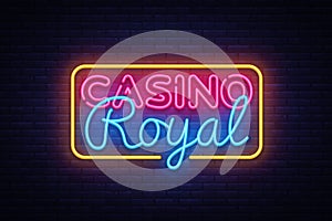 Casino Royal neon sign vector. Casino Design template neon sign, light banner, neon signboard, nightly bright