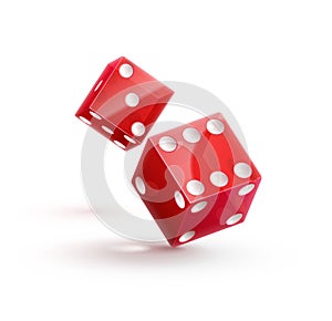 Casino rulette red dice cube on white