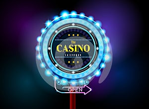 Casino sign neon light outdoor