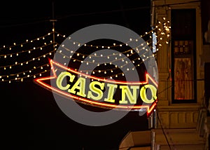 Casino Sign retro neon advert arrow lit up