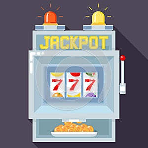 Casino slot gambling machine. Vector UI game template