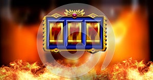 Casino slot machine and burning fire