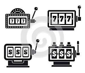 Casino slot machine icons set, simple style