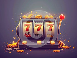 Casino slot machine wins the jackpot. Golden jackpot. illustration Generative AI