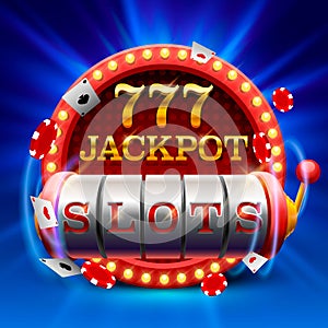 Casino slots jackpot 777 signboard.